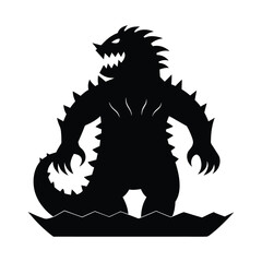 giant sea monster silhouette vector