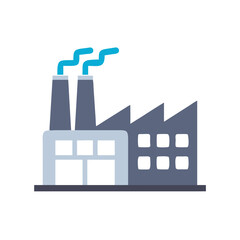 Factory with Chimney Icon Representing Manufacturing and Industrial Production