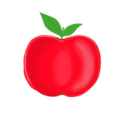 apple fruit with leaf without background