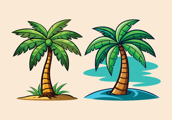 Fototapeta premium palm trees on the beach, palm tree vector