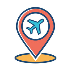 Obraz premium Map Pin with Airplane Icon Representing Airport and Air Travel