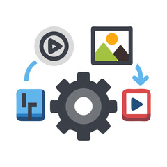 Multimedia Management Icon Representing Content Organization and Digital Media