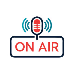 On-Air Icon Representing Live Broadcasting and Media Streaming