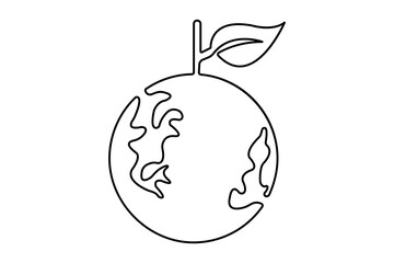 Earth globe continuous one line hand drawing of hand holding simple vector icon