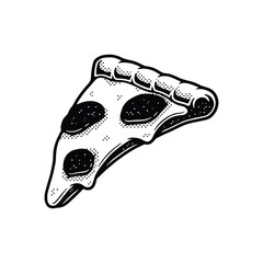 Slice of pizza design concept. Pizza slice with melted cheese illustration, vector.