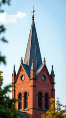 Fototapeta premium A serene view of a Christian church with its iconic pointed architecture.