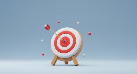 Stylized target with arrow hitting bullseye illustrating success and achieving goals
