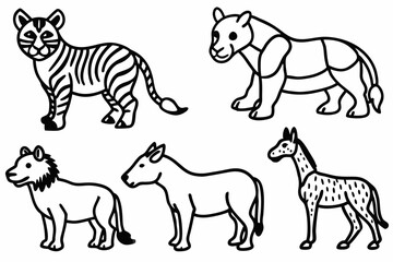 Animal Silhouettes Vector Set – African Safari Animal Designs in Black Graphic Style