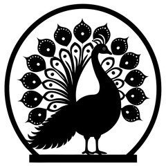 Peacock Display Silhouette Vector Art