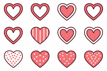Heart Vector Icons Red Doodle Love Symbols Vector Set