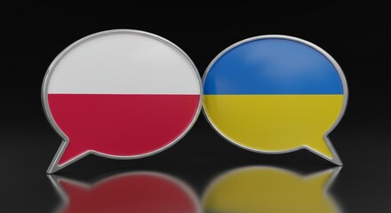 Naklejka premium Poland and Ukraine: Conceptual Dialogue in Overlapping Speech Bubbles Design