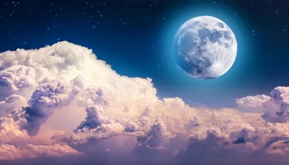 Fototapeta premium The bright moon on the cloud background