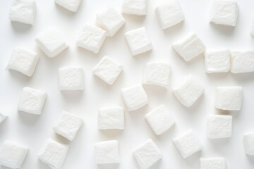 Square marshmallows scattered