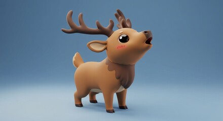 Obraz premium Charming cartoon deer character with joyful expression and prominent antlers