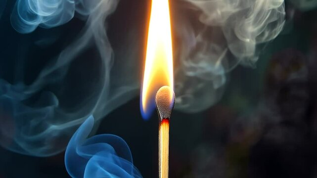 Burning matchstick producing smoke in dark (1)