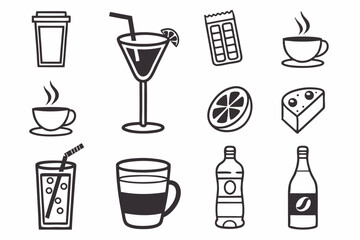 Drink Vector Icons Set Illustrations