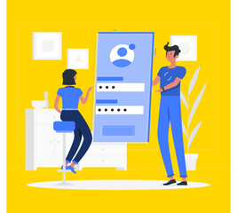 Modern Flat Illustration of User Login Interface Design