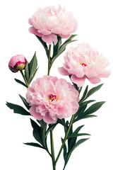 Obraz premium background of peonies isolated on white background, high resolution,