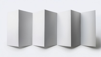 Vertical pages accordion or zigzag trifold brochure mockup on white background Three panels six pages leaflet