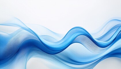 Fototapeta premium White background with blue wave curves