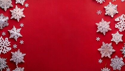 Christmas Snowflakes On Red Background