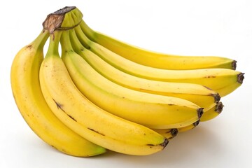 A bunch of yellow bananas, a healthy and sweet tropical fruit, isolated on a fresh white background