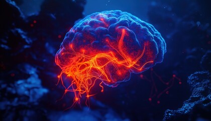 Fototapeta premium Futuristic Biological Computer Concept with Neural Network - Digital Brain