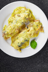 Mackerel mustard sauce canned food fish fillet seafood natural food dish organic product fresh tasty gourmet food background on the table rustic food top view copy space keto paleo pescetarian diet