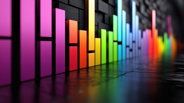 A colorful bar graph on a black background.