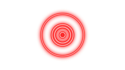 Neon record vinyl icon red color glow with transparent background