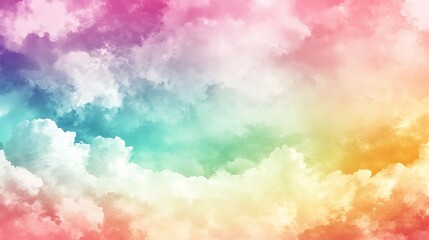 Fototapeta premium Gorgeous rainbow-colored watercolor clouds filling dreamy sky background picture