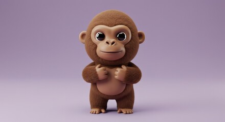 Fototapeta premium Adorable 3D Cartoon Monkey Character Isolated on a Soft Background