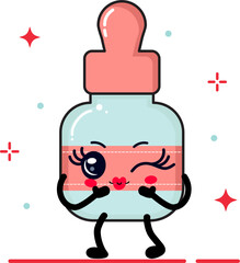 Cute Face Serum Bottle Makeup Character