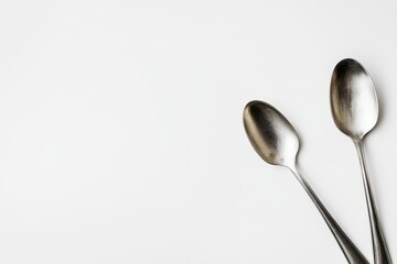 Two spoons on white background
