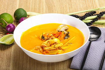Thai Tom Yum soup with seafood