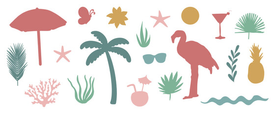 Modern set of summer elements in boho style