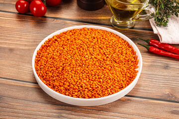 Raw red lentil for cooking