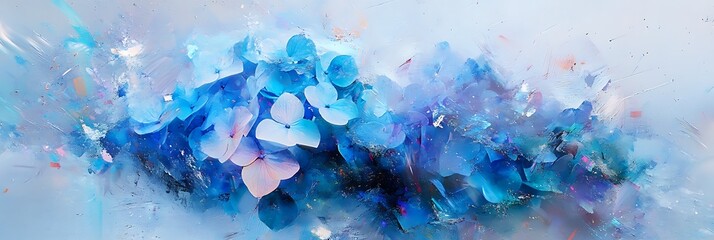 Abstract of blue and white petals as a banner, graphic design, background for a website
