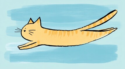 Obraz premium A simple drawing of an orange cat jumping 