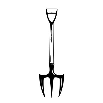 black and white garden fork clip art preview