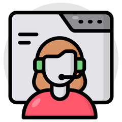 A colored design icon of online helpline  