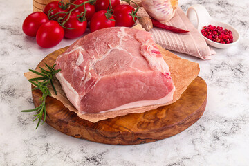 Raw pork meat piece for cooking
