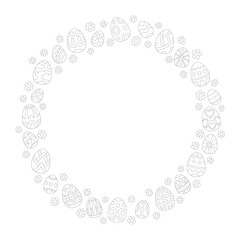 Coloring book wreath with easter eggs