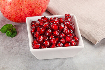 Ripe sweet red pomegranate seeds