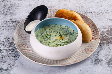 Cold Russian soup okroshka