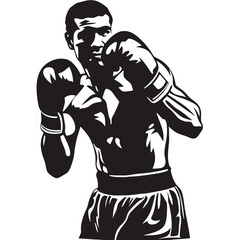 boxer silhouette vector illustration