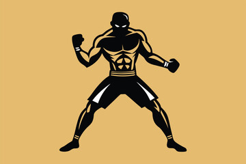 boxer silhouette vector illustration