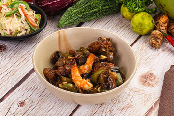 Manchirian breaded prawn with vegetables