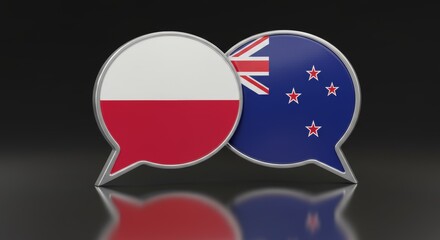 Obraz premium Polish and New Zealand international relations, diplomatic dialogue concept visualization