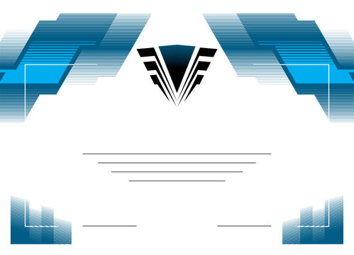 Vector template  diploma with a modern abstract pattern of thin broken lines. Design of certificate, awards, certificates. For corporate, educational or creative use. Vector background